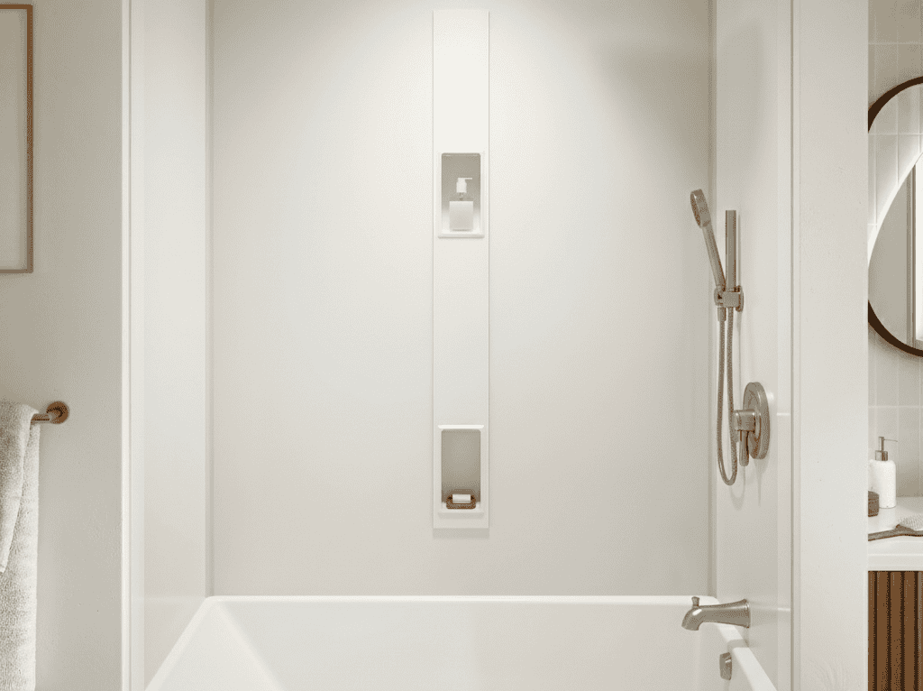 Shower enclosure with sleek design, ideal for bathroom renovations and upgrades.